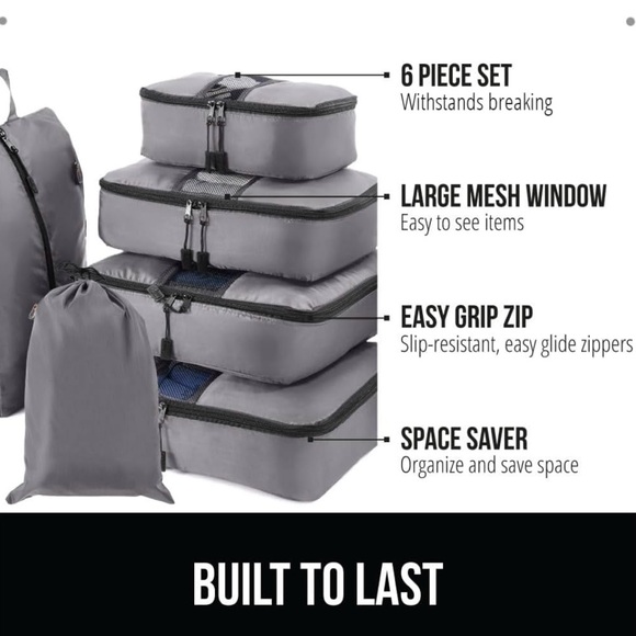 Gorilla Grip 6 piece set travel Packing Cubes - Picture 14 of 16